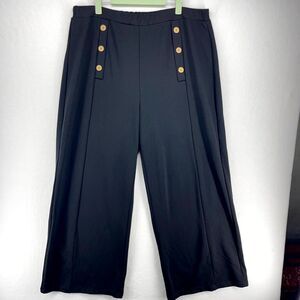 Saint + Sofia Womens Baggy‎ Dress Pants Black with Gold Buttons Ladies Size 14